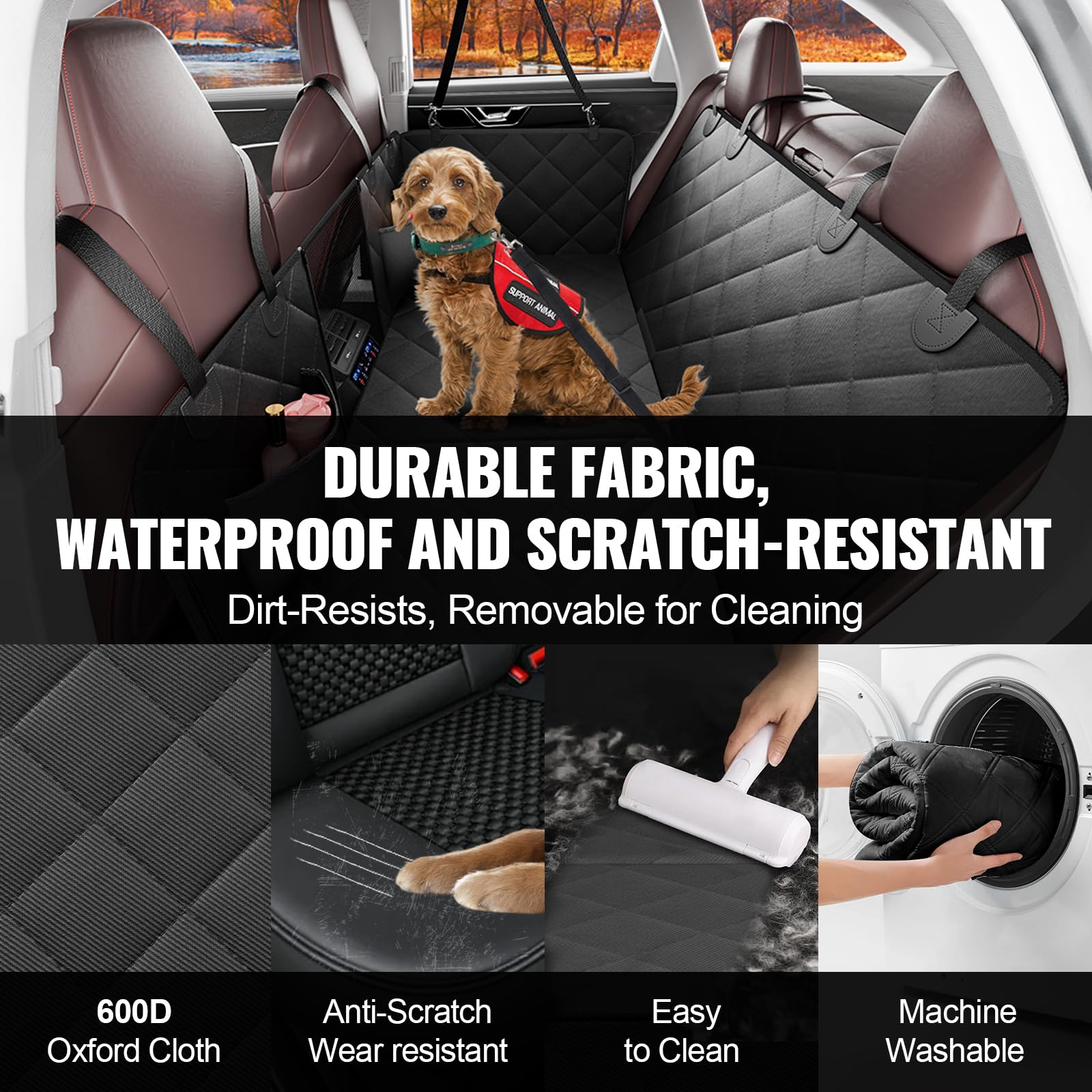 VEVOR Back Seat Extender for Dogs,Hard Bottom Dog Car Seat Cover for Back Seat Holds 350 lbs, Backseat Extender for Dogs, Waterp